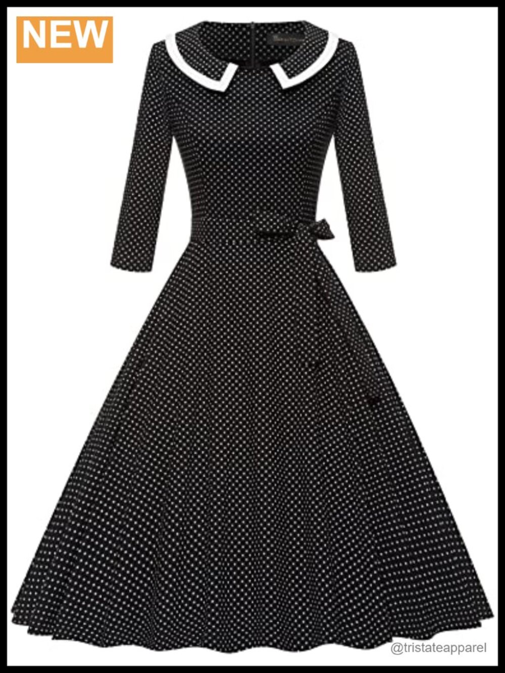 Vintage Swing Dress Stretchy with Pockets Short Sleeve Collared